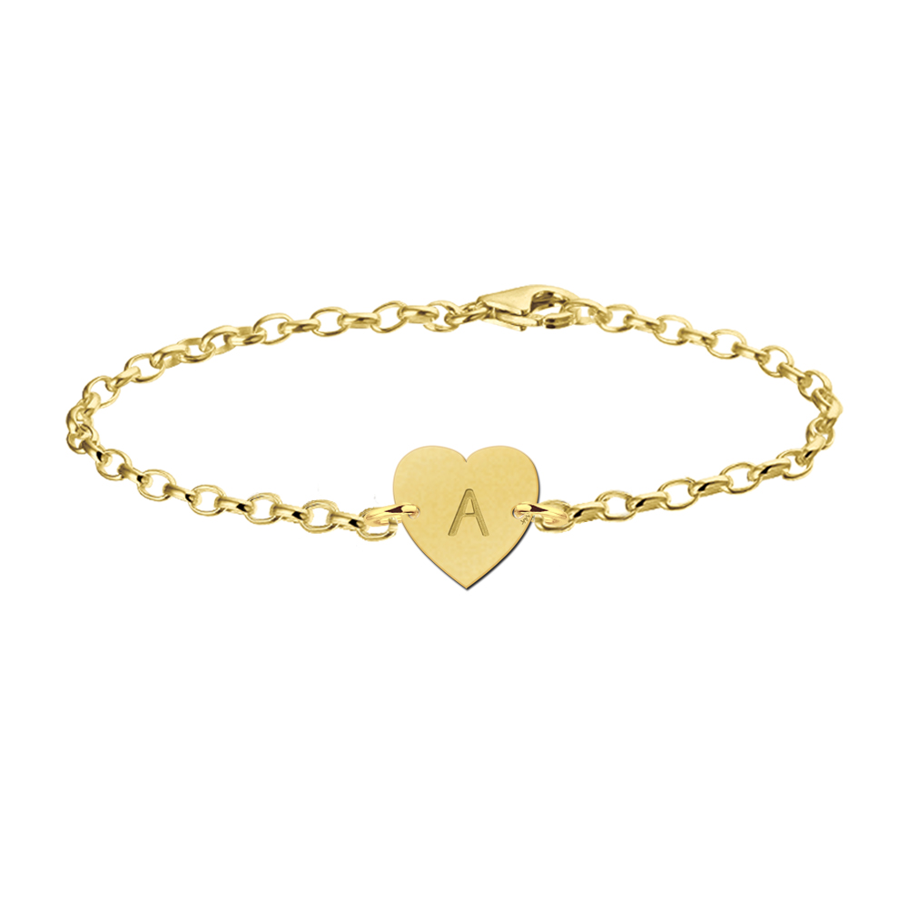 Gouden armband met letter hart