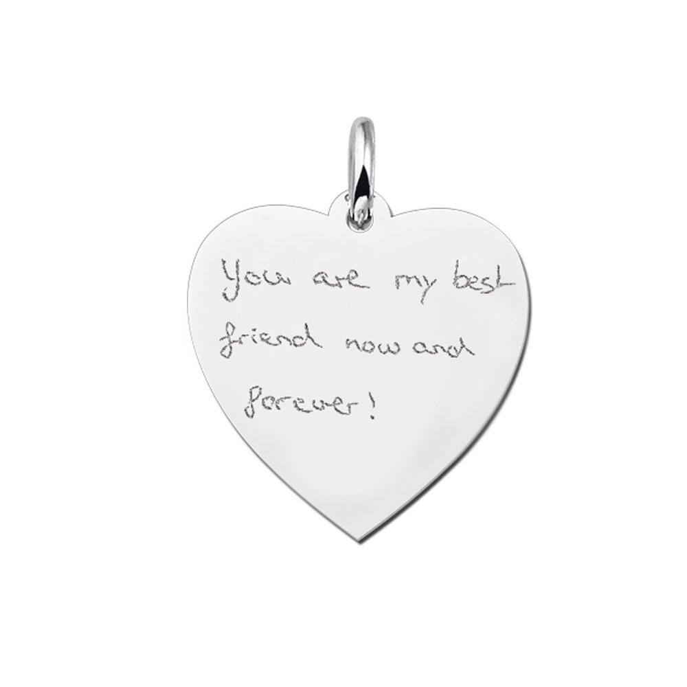 Silver Heart Pendant Engraved with Text