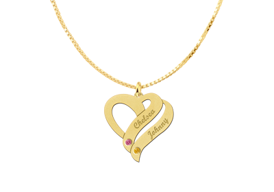  Heart pendant gold birthstones“ alt=