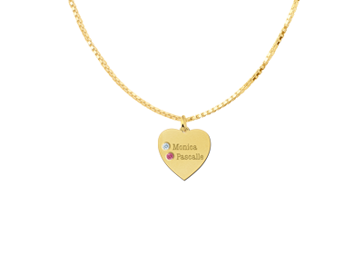  Birthstones in heart-shaped gold pendant