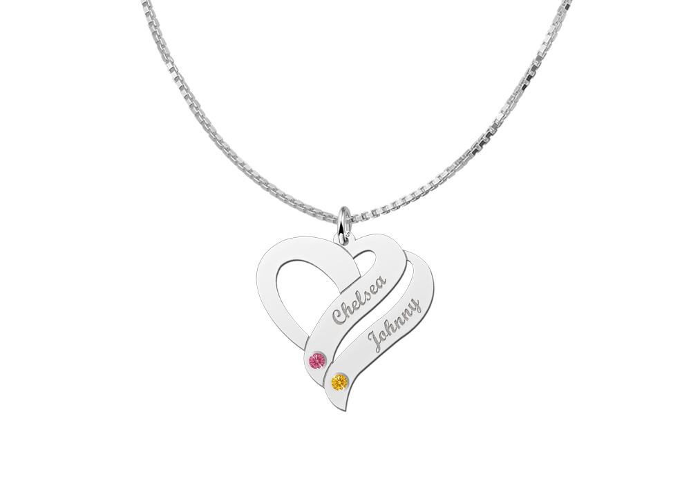 Heart pendant with birthstones
