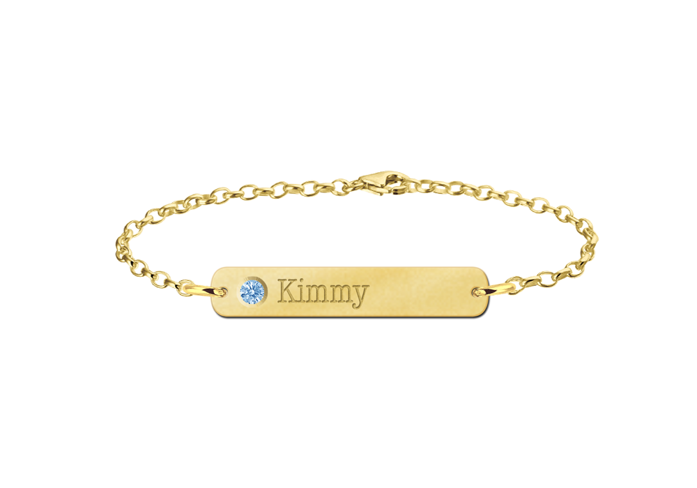 Golden name bracelet with birthstone 
