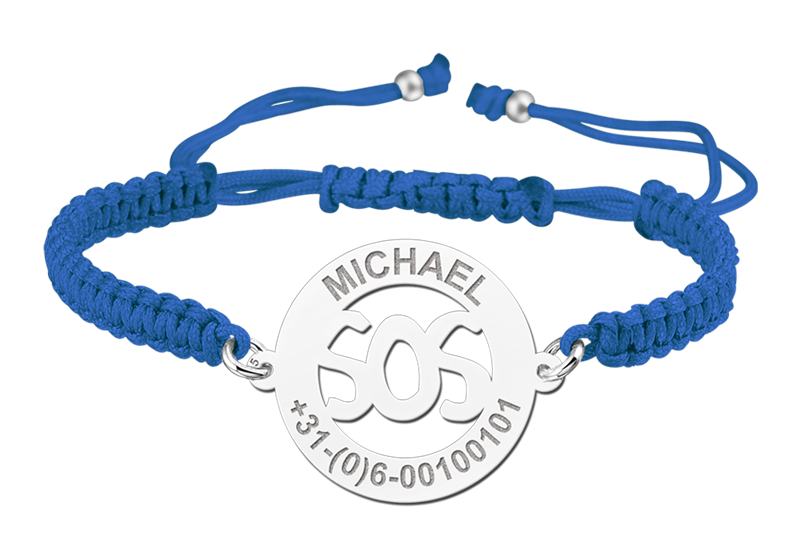 Silver Kids Bracelet Model Sos Blue